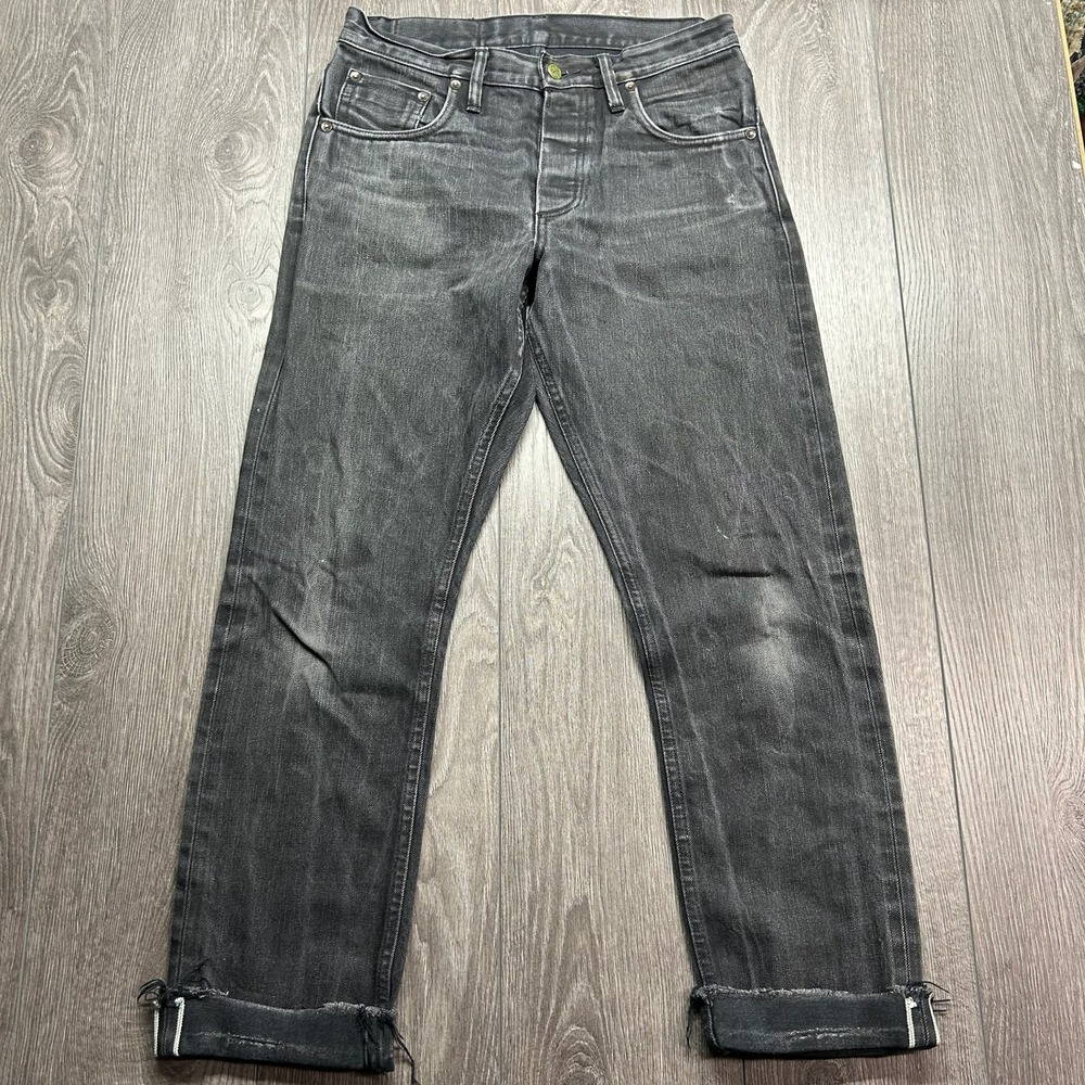 Left Field NYC Selvedge Denim Jeans Black Faded Made in USA Size 31 Raw Hem